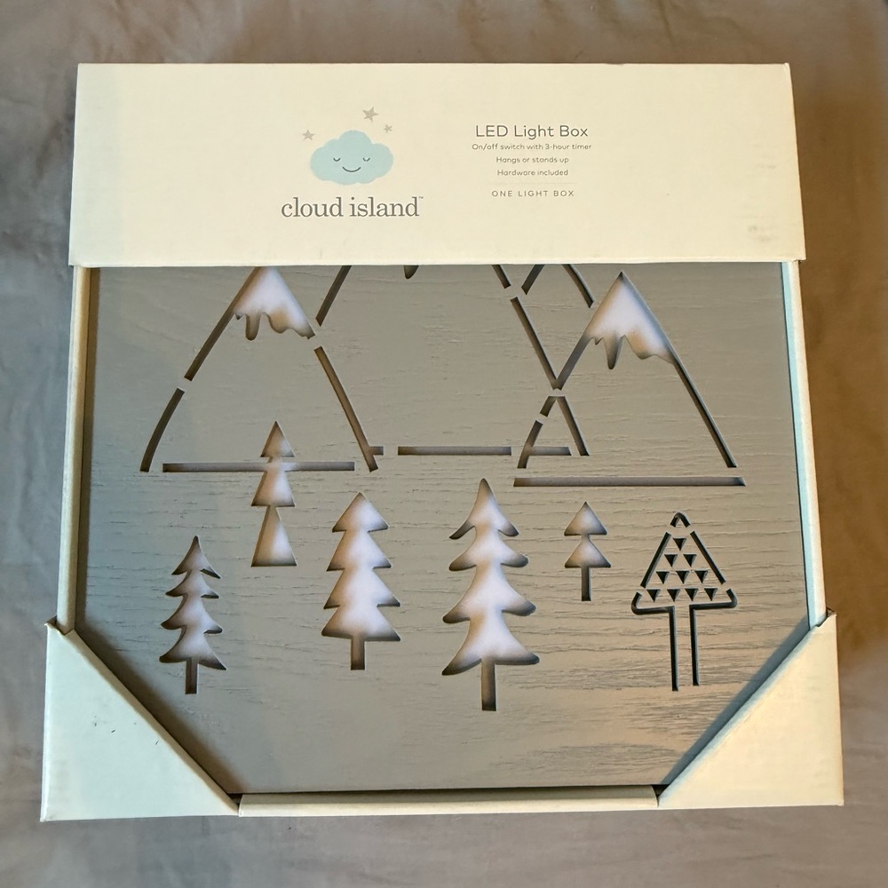 Cloud Island Gray LED Mountain and Tree Wall Art